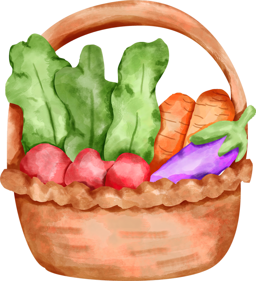 watercolor vegetable basket